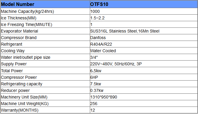1000 kg de capacidad máquina de hacer hielo de hojuelas acero inoxidable 316 18HP compresor