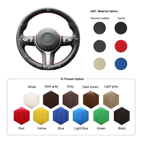 MEWANT For BMW X2 F39 Fan Club Design Style DIY Genuine Leather Steering Wheel Cover