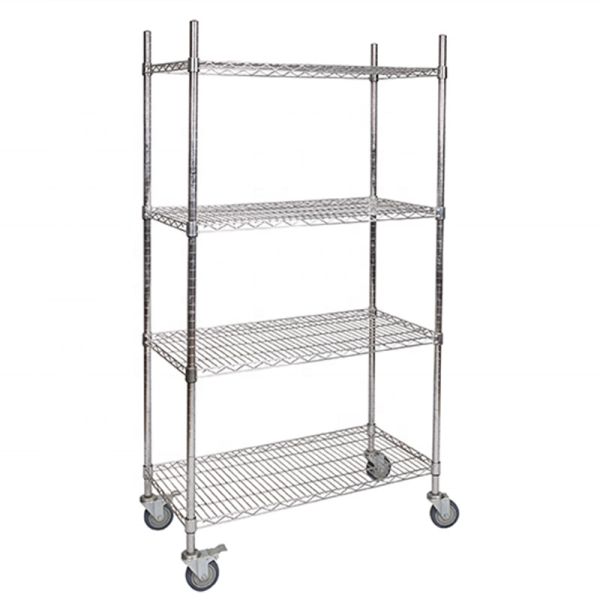 160CM 500kgs Black And Chrome Storage Wire Shelves 24 X 12 Shelving Unit Odm