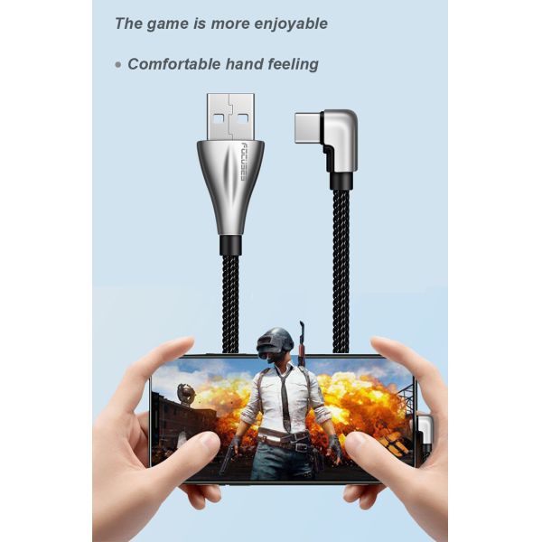 L Shaped OD 3.5mm 90 Degree Angle USB C Cable Zinc Alloy