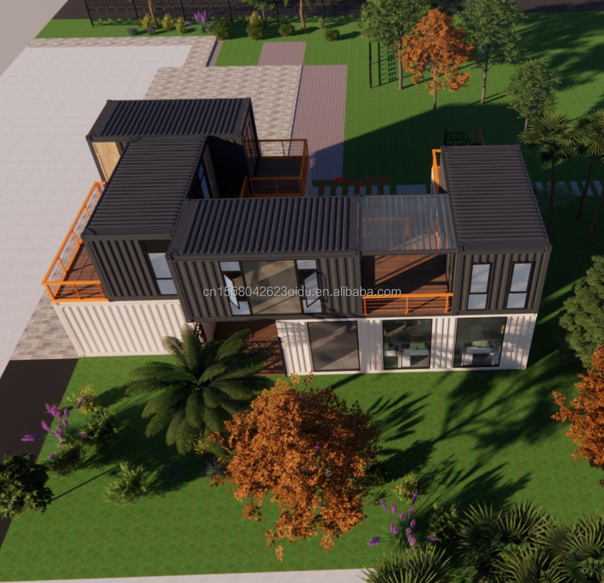 Solución de vida ecológica de color personalizado Casas de acero prefabricadas combinadas con opciones de 20 pies o 40 pies y casas de contenedores