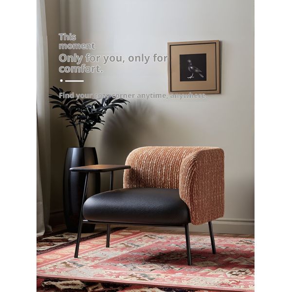 Nordic Single Office Negotiation Chair with Latex Cushion and Wooden Armchair Leisure Accent Chair for Meeting Living Room