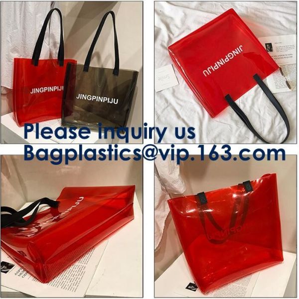 Clear Shopping Bag PVC Handbag Fashion Big Bags Jelly Package Large Transparent Tote Bag Shoulder Bag Leisure Beach Bag