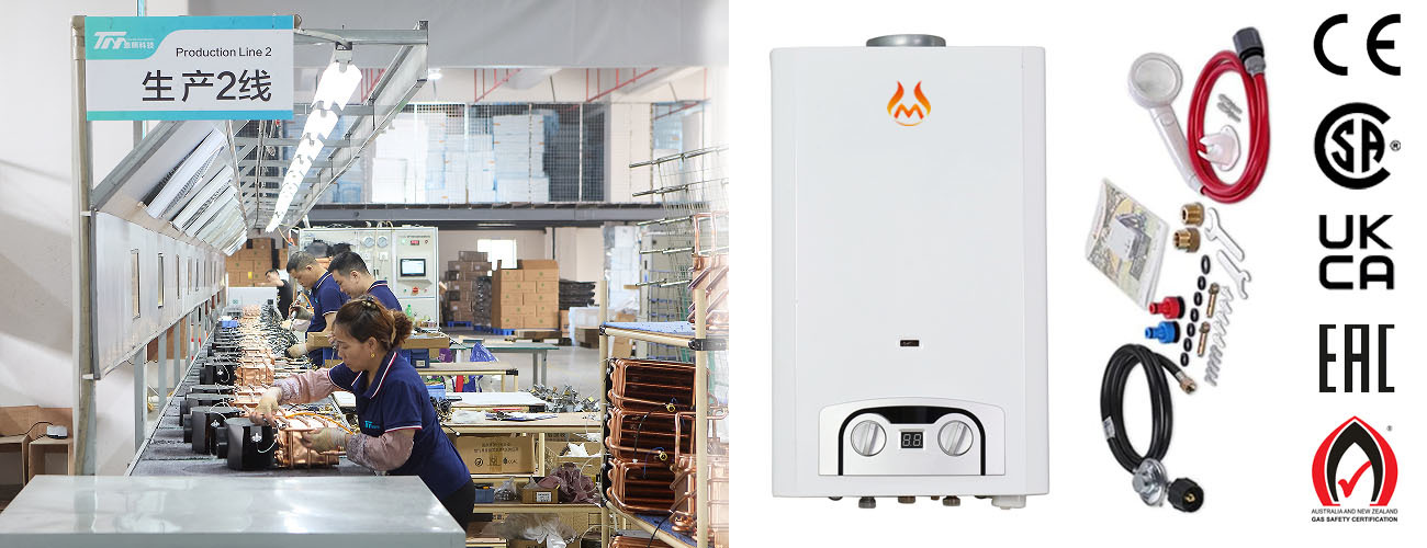 16 Liter Instant Gas Water Heater High Efficiency Copper Heat Exchanger LCD