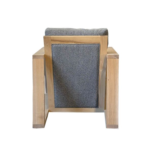 Sillón contemporáneo de madera maciza 81×109×80cm con tapicería de tela gris