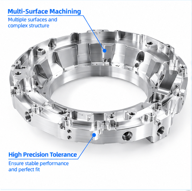 6061 / 7075 Cnc Machine Metal Parts Aluminum Stator Assembly Components 0.005mm Machining Accuracy