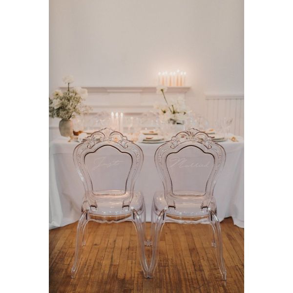 Chaise Chiavari transparente en acrylique pour mariages et banquets