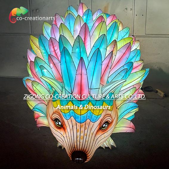 Stunning Large Rainbow-Spiked Hedgehog LED Art Lantern Sculpture Decor