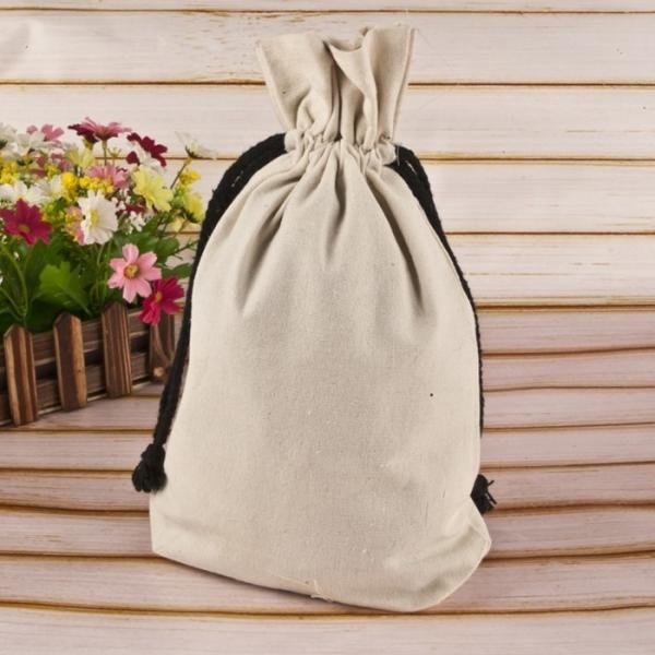 Handled Reusable Cotton Shopping Bags Gift Jute Small Cotton Drawstring Bags
