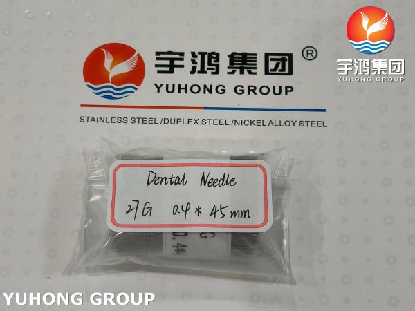 ISO9626 , 27G 0.4*45MM , Stainless Steel Medical Dental Needle Tube , Bevelled Point