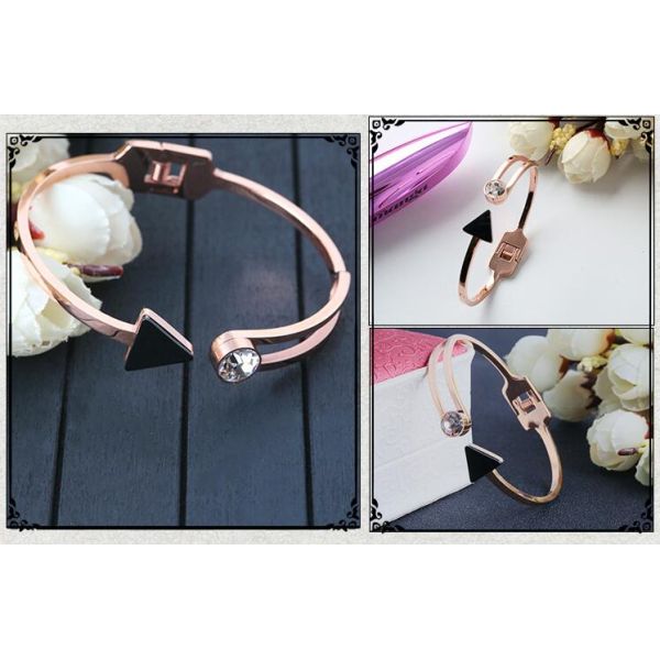 Fashion Jewelry 18K Gold Color Simple Bangle Stainless Steel Adjustable Bangle