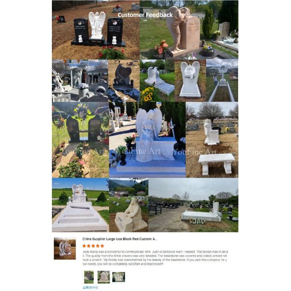 Angel of Grief Marble Stone Life Size Weeping Angel Statues Headstone Statue Sculpture for Cemetery