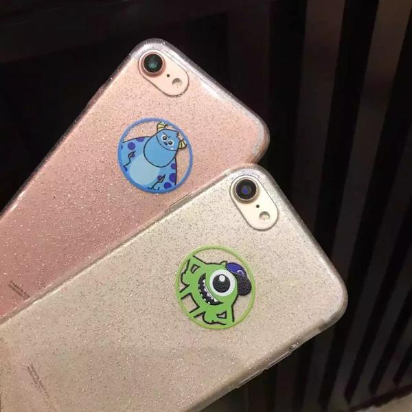 Soft TPU Glitter Glue Cute Cartoon Images Back Cover Cell Phone Case For iPhone 7 6s Plus
