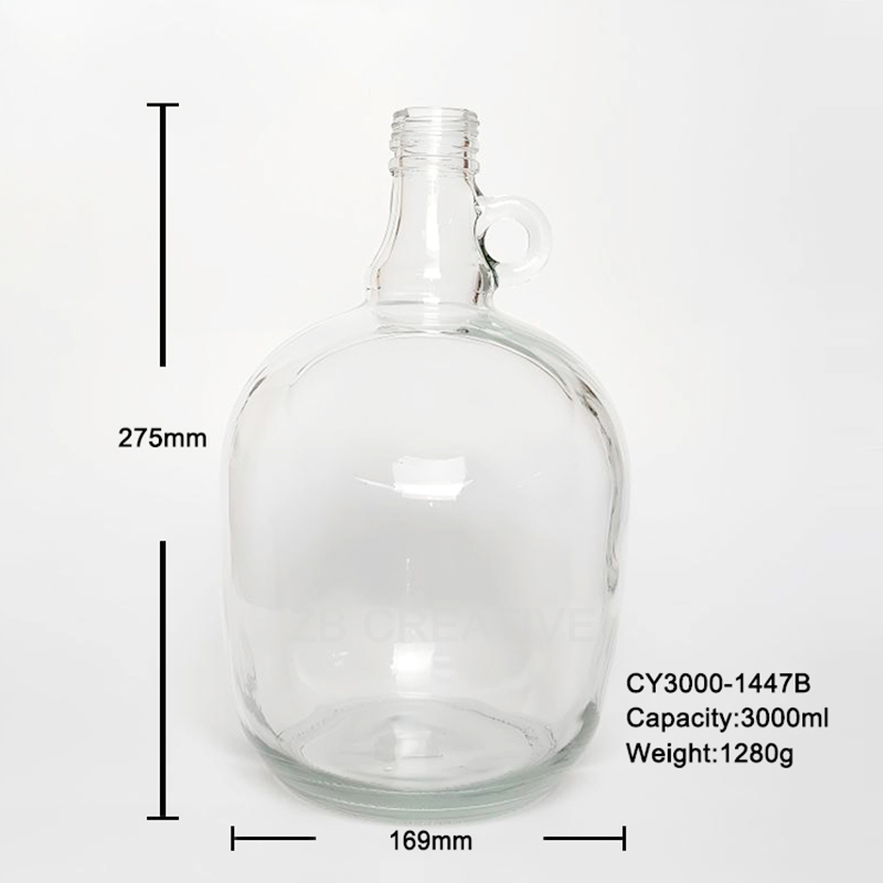 3000ml Custom Vodka Bottle Gallon Glass Screw Cap Alcohol Container 1280g CY3000-1447B