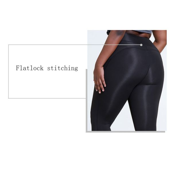 BSCI Flatlock Stitching Ladies Gym Tights Black Active Fit Shaping Tights