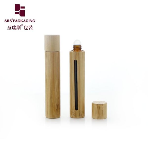 BG(G)-10ML UV Proof Essential Oil Roller Ball Bottle Bamboo Outer Shield From Sunlight Glass Ball Perfume Cologne