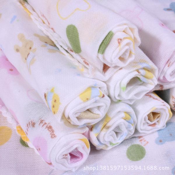 Small Square baby muslin cloths Baby cotton double gauze cartoons handkerchief towel