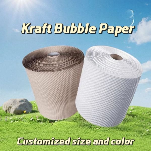Anti Shock Brown Kraft Paper Bubble Wrap 40cm X 50m Kraft Backed Bubble Wrap