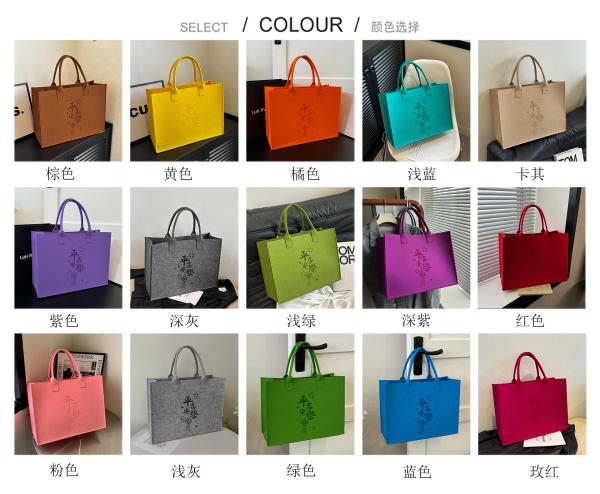 Factory Supply New Style Fashion Hand Bags Shopping Handbag Felt Customized Multi-Pocket Handbag Felt Tote Bag Eco-Friendly Cotton Felt Handle Beautiful Striped