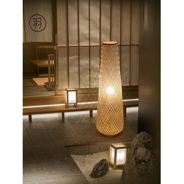 Bedroom Bedside Lamp Tea Room Japanese E27 Weave Bamboo Floor Lamp(WH-MFL-216)