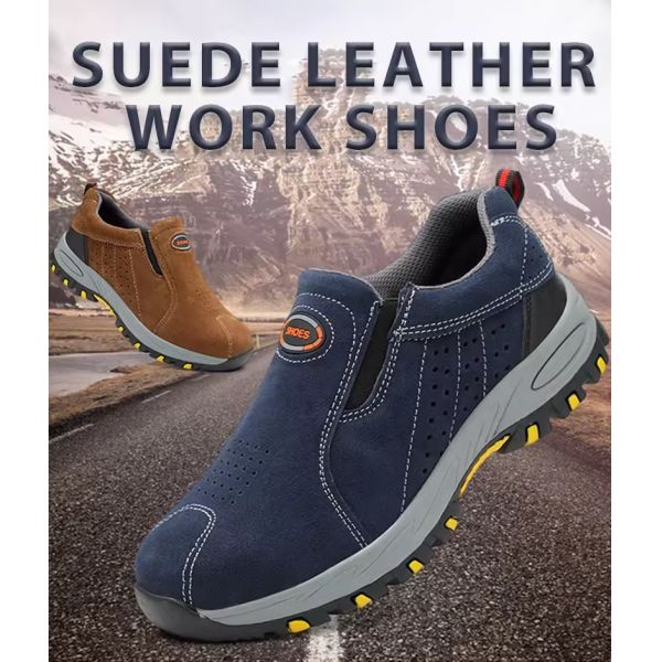 Горячая продажа без кружев нескользящая кожа древесина стальная ножка строительство безопасность обувь для женщин мужчины