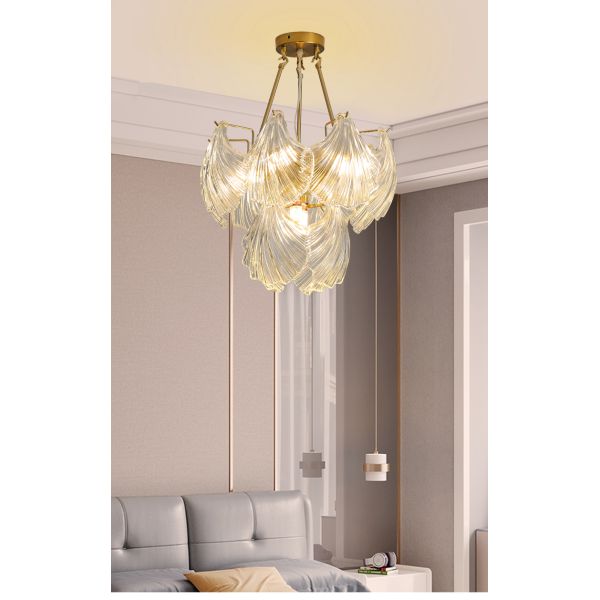 Modern Led Chandelier For Living Room Frosted Glass Luxury Shell Chandelier Lamp(WH-CY-247)