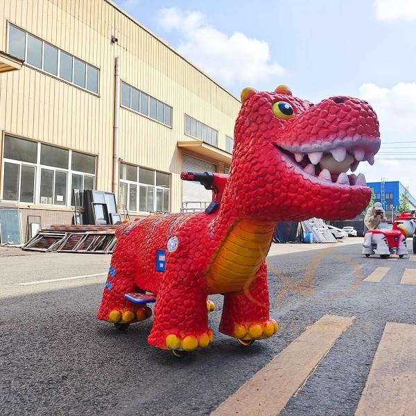 Silicone Construction Animatronic Dinosaur Ride Scooter 250W For Amusement Parks