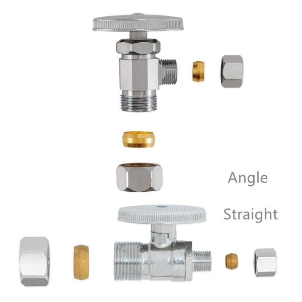 American Standard 90 Degree Angle Stop Valve Quarter Turn Brass Chrome Plated Angle Valve for Bathroom Toilet Sink Water Heater