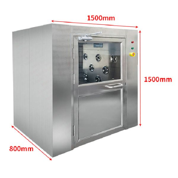 Oversized Floor-to-Ceiling Stainless Steel Air Shower with Double Sliding Doors for Clean Room Pass Through