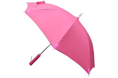 Customized Girls Pink Umbrella Easy Manual Open Use 19 Inches With LED On Tips