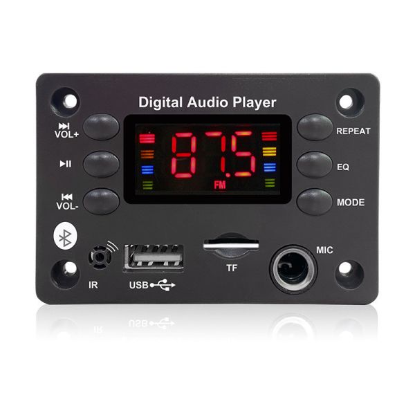 Square Six Keys Audio Decoder Board with Bluetooth 5.0 MP3 FM Radio and Voice Recorder Function