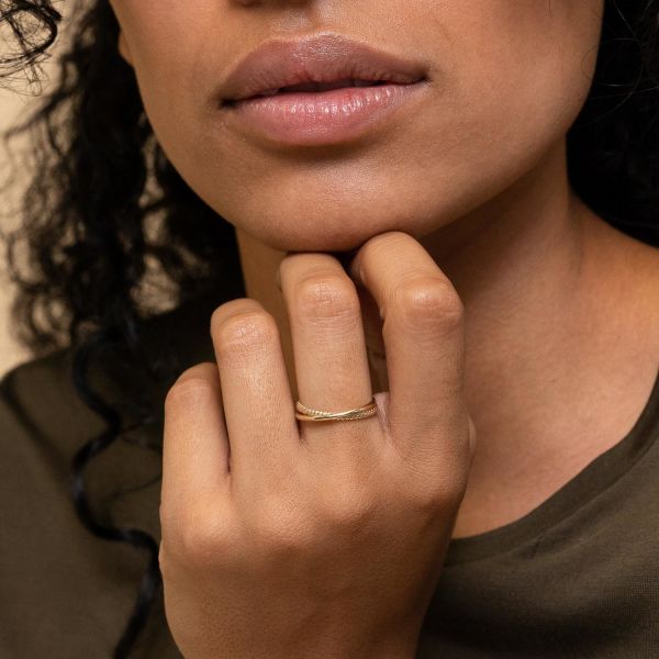 18K позолоченный ручной работы набор плоская лента 925 серебряные кольца для женщин