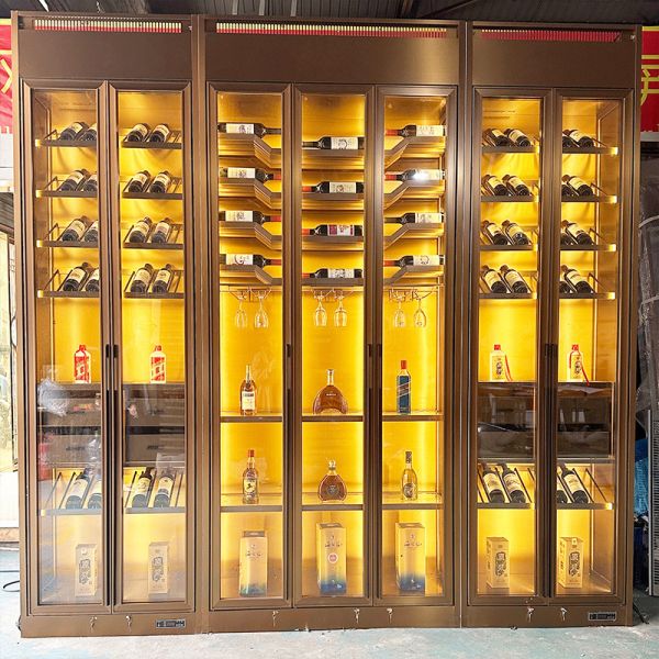 Smooth Stand Alone Steel Wine Cabinet Space Saving Design For Apartments