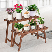 Wood Plant Stand Ladder Plant Shelf, Flower Pot Display Rack Freestanding Planter Holder for Organizer Multiple