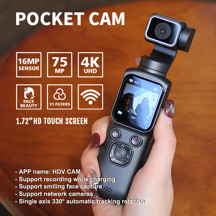 4K Ultra HD Pocket Gimbal Camera 330 Rotation Intelligent Tracking 1.7"
