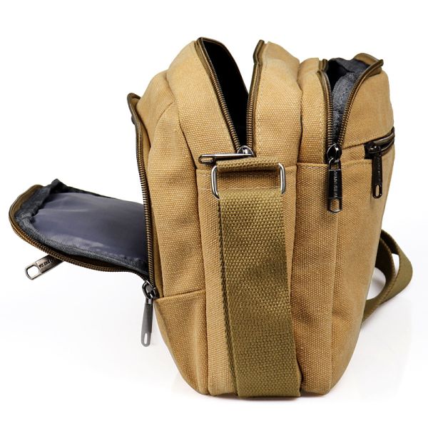 Buckle Solid Vintage Canvas Messenger Bag Casual Portable Shoulder Bag