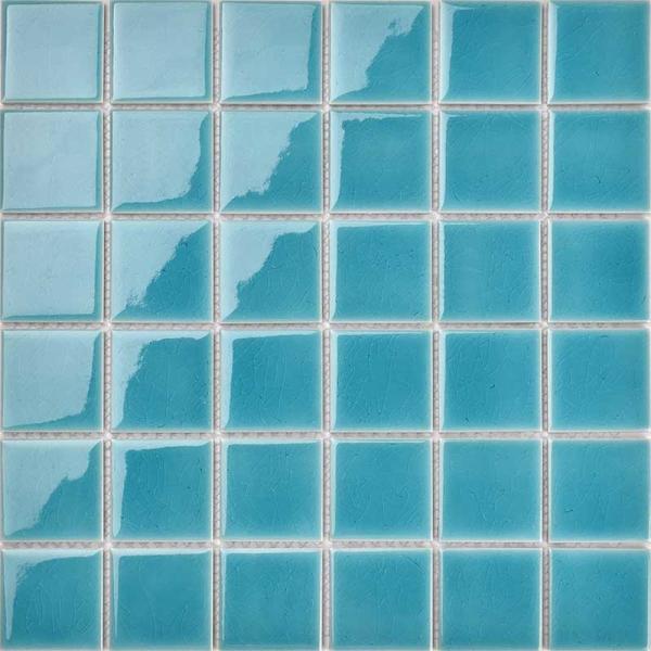 Porcelain Ice Crackle Mosaic Tile 300x300 Glazed Aqua Blue for Swimming Pool