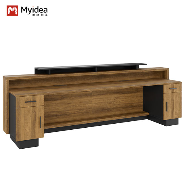 Modern Reception Desk with Integrated Storage Cabinet – Made from Thickened Eco-Friendly Board, Sturdy, Spacious, and Perfect for High-Traffic Front Desks.