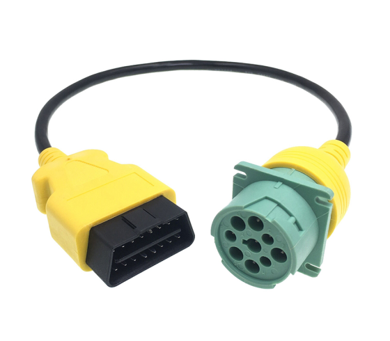 Custom Pinout 12V/24V Type 2 Green Deutsch 9pin J1939 to OBD2 Connector Splitter Y Cable Splitter