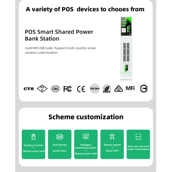 24-120 Slot Mobile Power Rental Shared 43 Inch Advertising Screen Commercial Outdoor Convenient Charging Airport Customization
