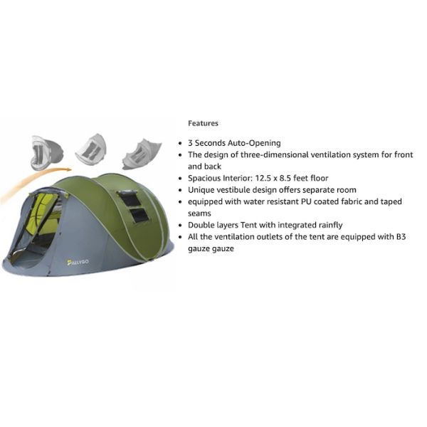 Легкая складная водонепроницаемая палатка для 4-6 человек с двумя дверями и вентиляционными сетчатыми окнами