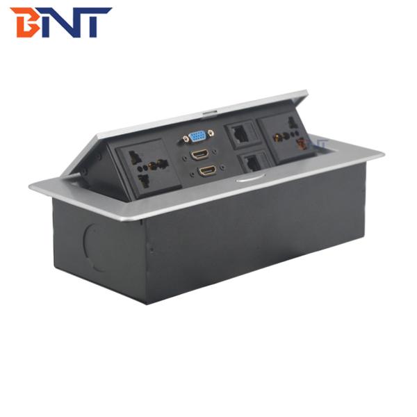 BNT 2020 new design smart office use easy assemble desk hidden power socket brush black built in office furniture