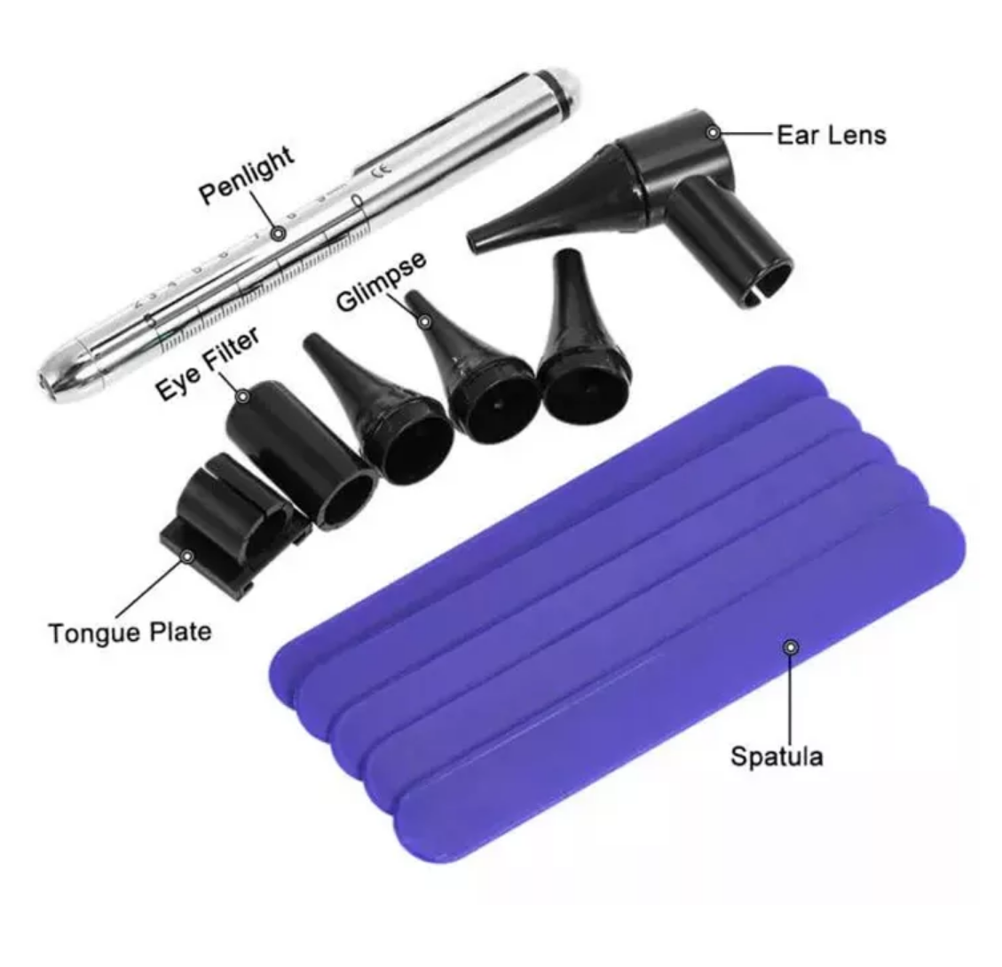 ENT Medical Diagnostic Tool AAA Battery Stainless Steel Digital Otoscope Set