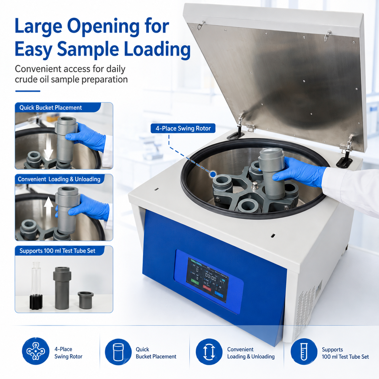 Cenlee Heated Oil Test Centrifuge with Temperature Control Room Temp to 80C for Petroleum Refinery Research Laboratory 4000rpm