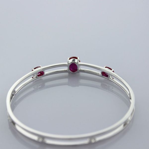 Two Rows 925 Sterling Silver Bangle with Cubic Zirconia (B36)
