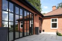 1.4mm-2.0mm cadre métallique noir portes françaises, porte en verre trempé en aluminium
