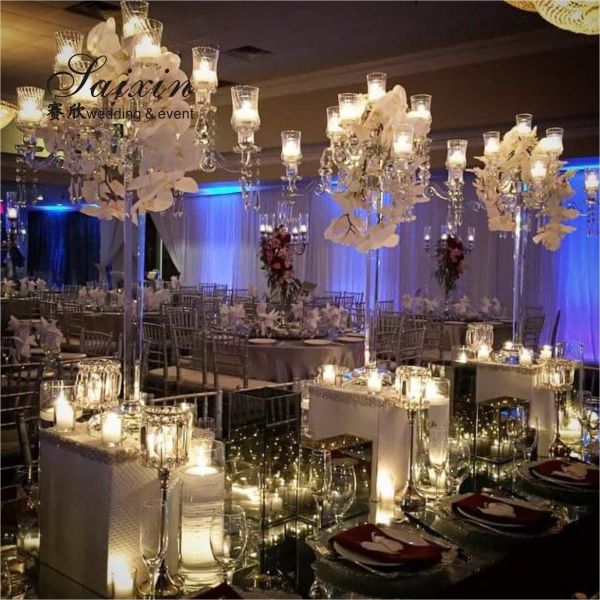 5 brazos candelabro de cristal de mesa candelabro pequeño centerpieces