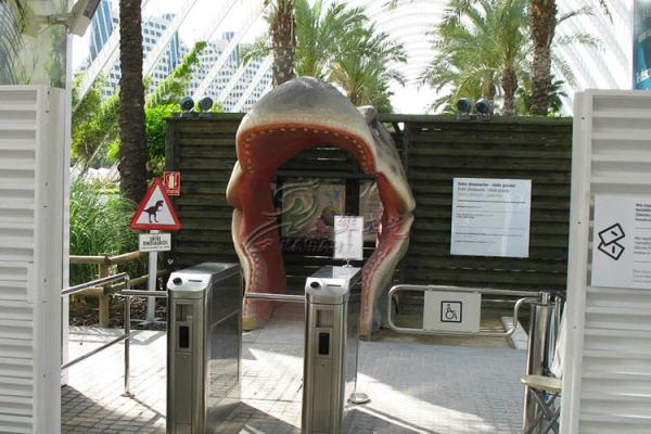 Grande cabeça Animatronic do dinossauro fixada na parede com resistência de abrasão excelente