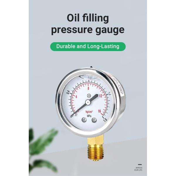 50mm Pressure Indicator Small Liquid Filled Pressure Gauge for Industrial Applications