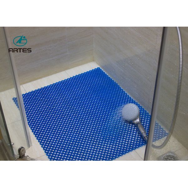 Eco - Friendly Anti Slip Bathroom Floor Mats Hollow Shiny Fashion Blue Color